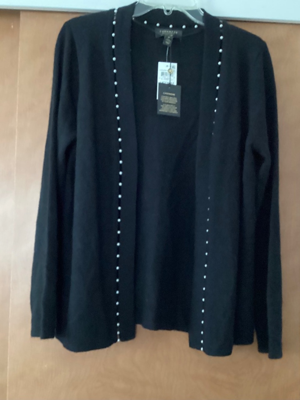 Charter Club Luxury 100% Cashmere Black Open Front Cardigan Sweater Size M